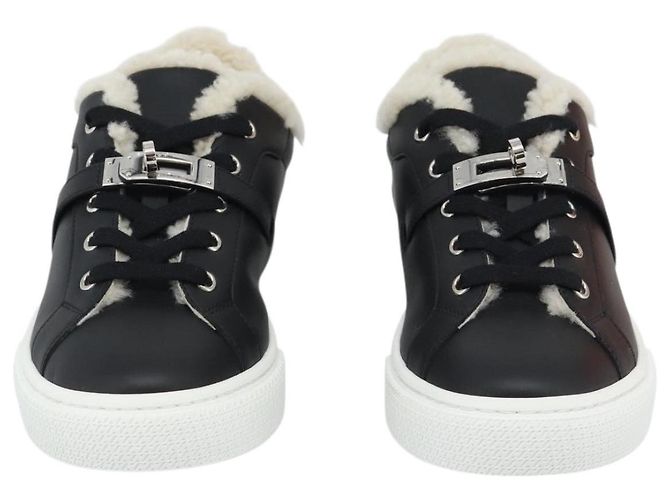 Hermès Sneakers HERMES Day Kelly Buckle in pelle nero e bianco Auth BA14611SAM - vista 2