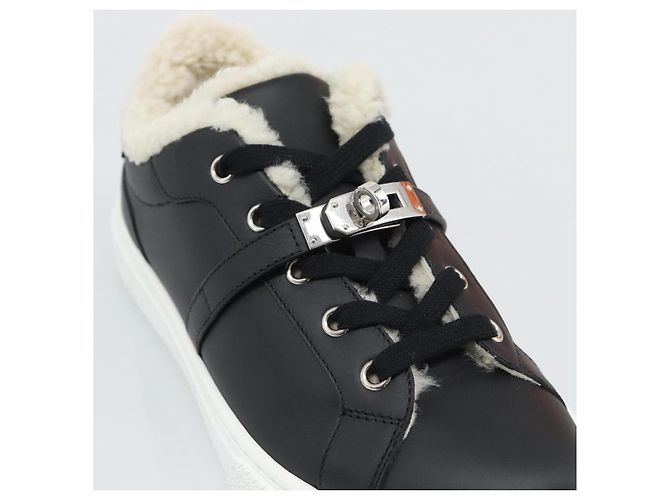 Hermès Sneakers HERMES Day Kelly Buckle in pelle nero e bianco Auth BA14611SAM - vista 20