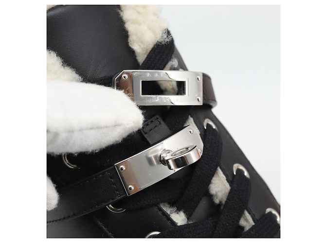 Hermès Sneakers HERMES Day Kelly Buckle in pelle nero e bianco Auth BA14611SAM - vista 21
