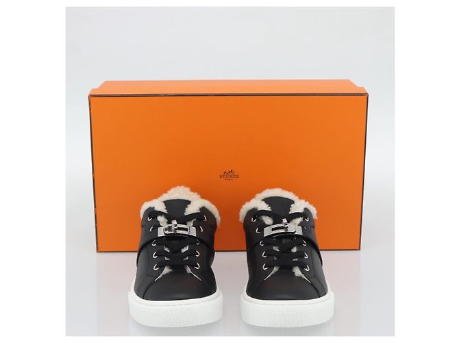 Hermès Sneakers HERMES Day Kelly Buckle in pelle nero e bianco Auth BA14611SAM - vista 24