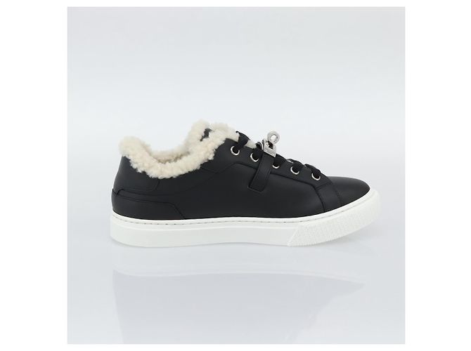 Hermès Sneakers HERMES Day Kelly Buckle in pelle nero e bianco Auth BA14611SAM - vista 4