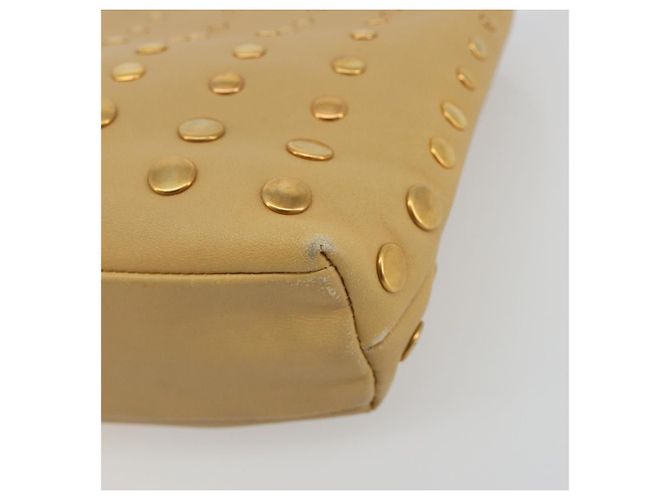 PRADA Studs Tote Bag Leder Beige Gold BN0181 Auth am12230V Golden - Ansicht 10