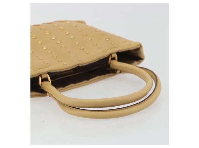 PRADA Studs Tote Bag Leder Beige Gold BN0181 Auth am12230V Golden - Ansicht 7