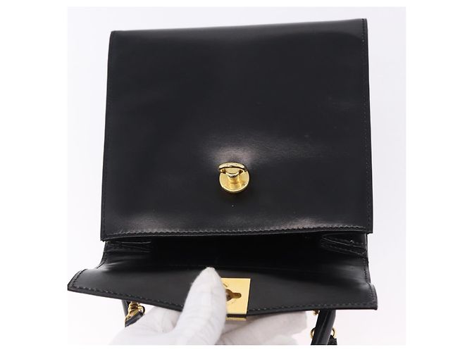 Céline Borsa CELINE in pelle 2way Nera Oro Auth 193583A Nero D'oro - vista 17