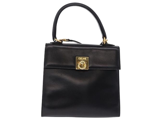 Céline Borsa CELINE in pelle 2way Nera Oro Auth 193583A Nero D'oro - vista 2