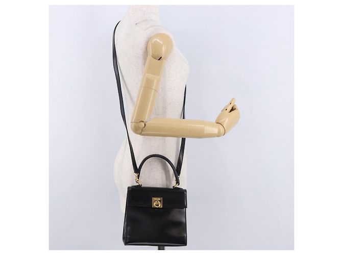 Céline Borsa CELINE in pelle 2way Nera Oro Auth 193583A Nero D'oro - vista 24