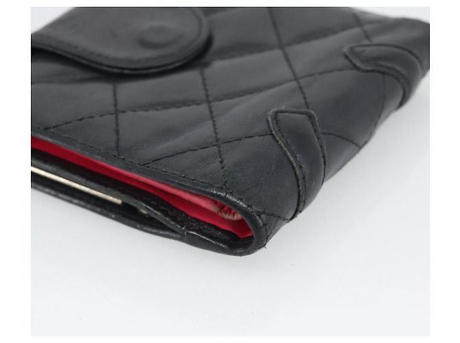 Portafoglio CHANEL Matelasse Cambon Line in pelle di agnello nero CC Auth bs36633 - vista 10