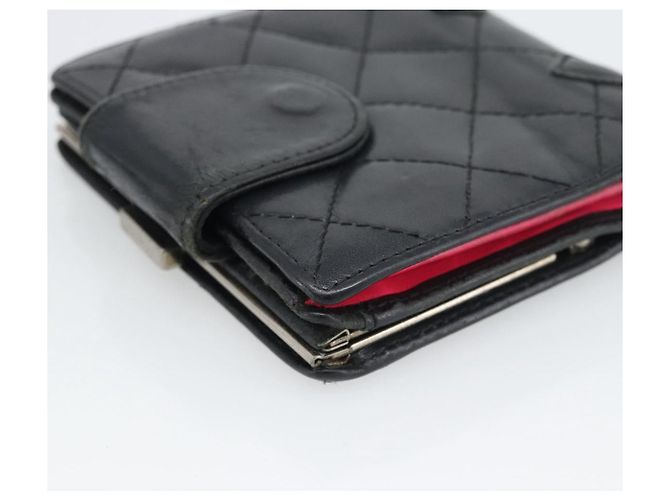 Portafoglio CHANEL Matelasse Cambon Line in pelle di agnello nero CC Auth bs36633 - vista 11