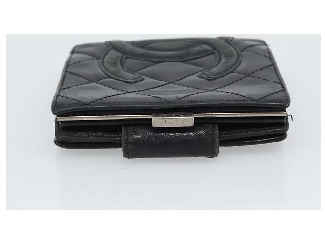 Portafoglio CHANEL Matelasse Cambon Line in pelle di agnello nero CC Auth bs36633 - vista 4