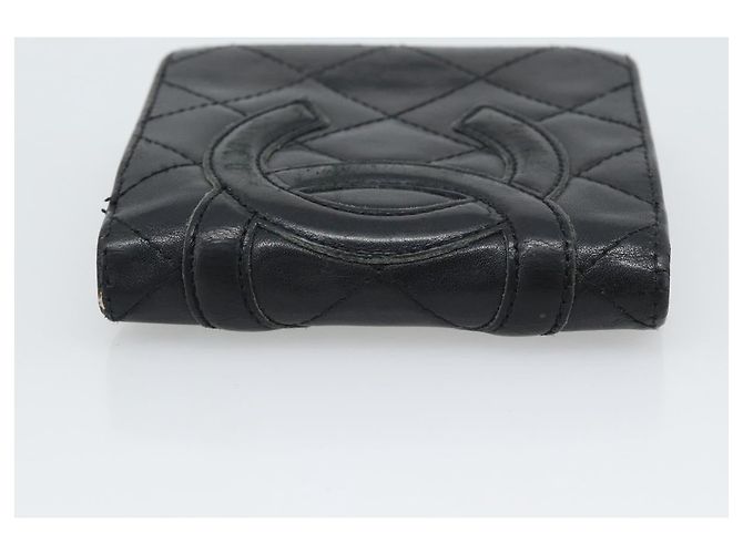 Portafoglio CHANEL Matelasse Cambon Line in pelle di agnello nero CC Auth bs36633 - vista 5