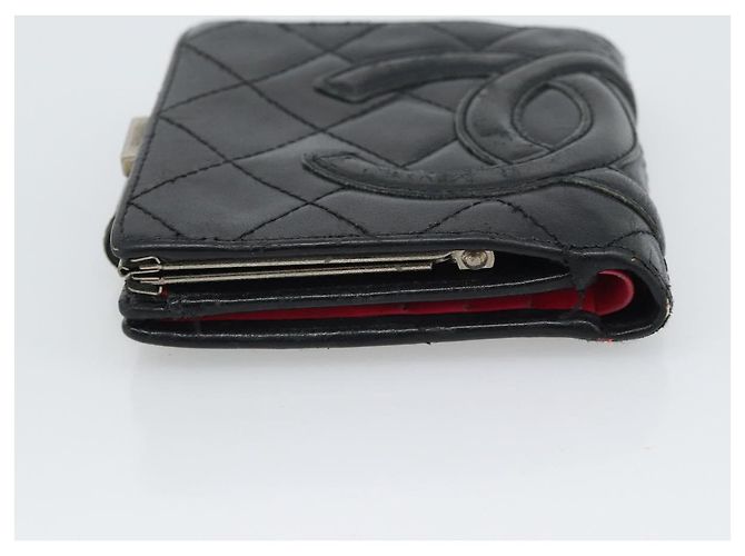 Portafoglio CHANEL Matelasse Cambon Line in pelle di agnello nero CC Auth bs36633 - vista 6