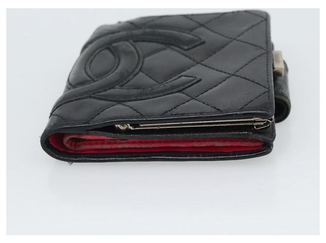 Portafoglio CHANEL Matelasse Cambon Line in pelle di agnello nero CC Auth bs36633 - vista 7