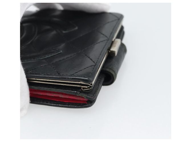 Portafoglio CHANEL Matelasse Cambon Line in pelle di agnello nero CC Auth bs36633 - vista 8