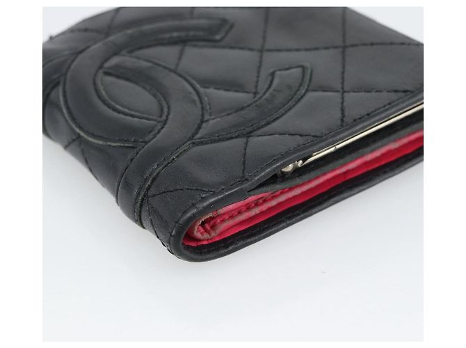 Portafoglio CHANEL Matelasse Cambon Line in pelle di agnello nero CC Auth bs36633 - vista 9