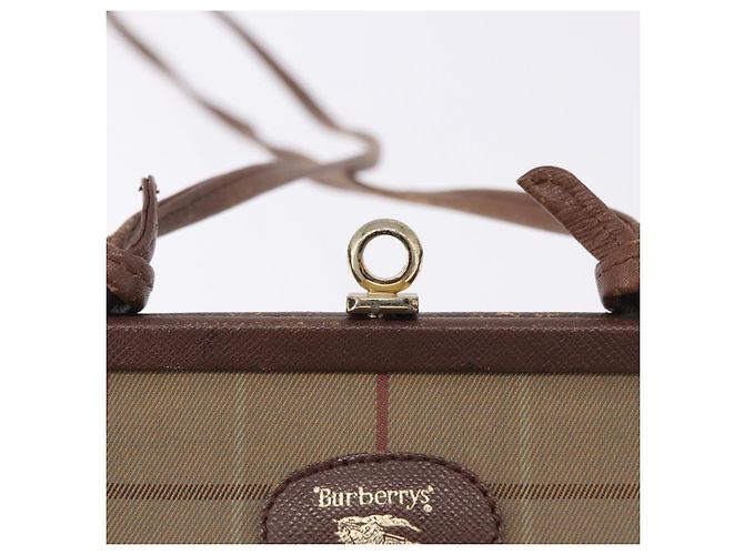 Borsa a Spalla Burberrys Nova Check in Tela Beige e Oro Auth bs36455 D'oro - vista 15