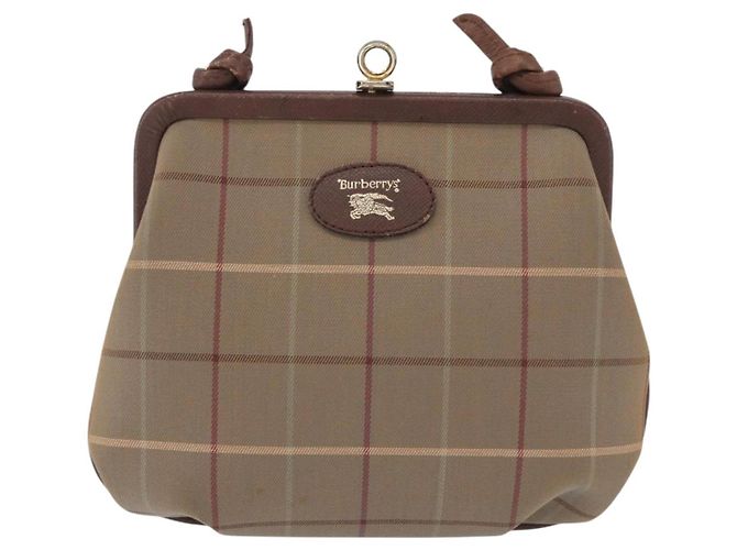Borsa a Spalla Burberrys Nova Check in Tela Beige e Oro Auth bs36455 D'oro - vista 2