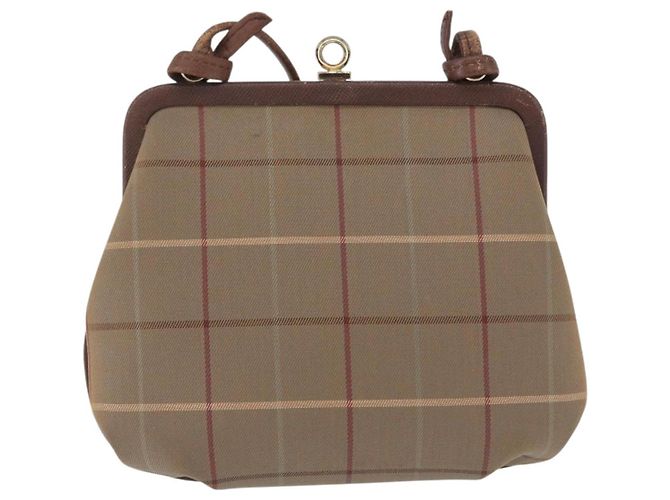 Borsa a Spalla Burberrys Nova Check in Tela Beige e Oro Auth bs36455 D'oro - vista 3