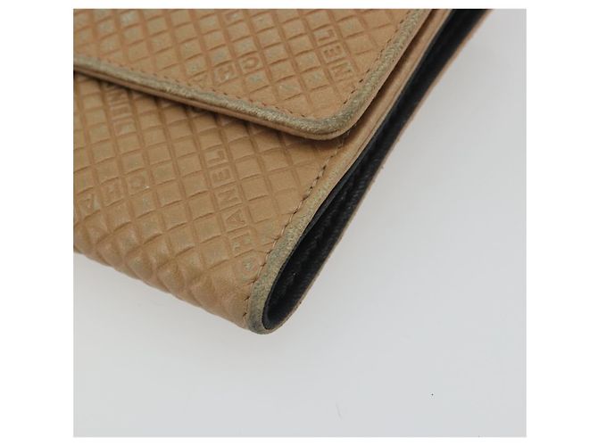 CHANEL Choco Bar line Wallet Leather Beige CC Auth bs36636 - vista 10