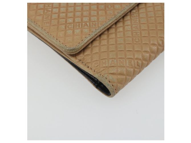 CHANEL Choco Bar line Wallet Leather Beige CC Auth bs36636 - vista 11