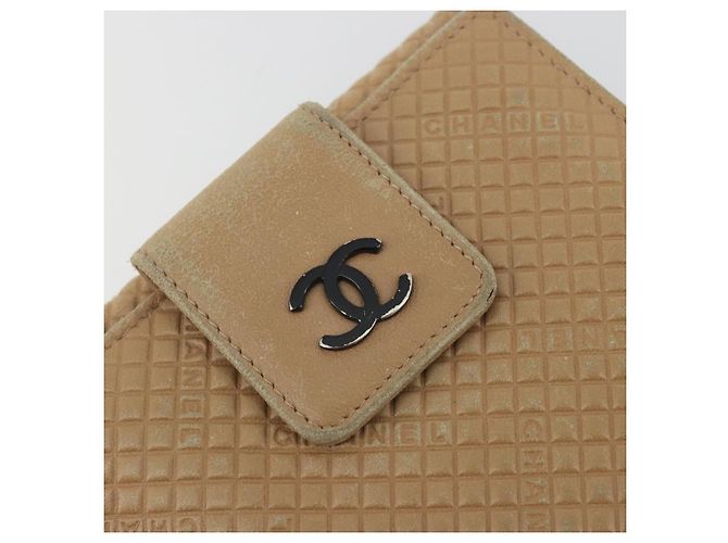 CHANEL Choco Bar line Wallet Leather Beige CC Auth bs36636 - vista 12