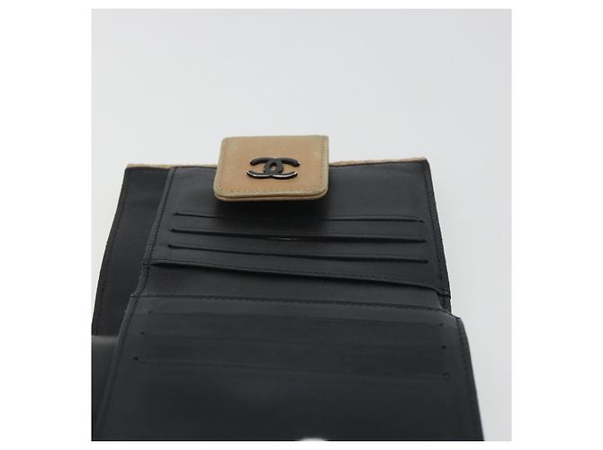 CHANEL Choco Bar line Wallet Leather Beige CC Auth bs36636 - vista 14