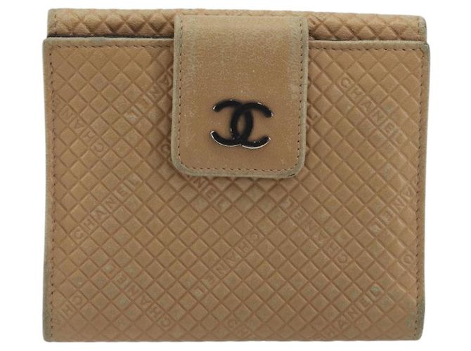 CHANEL Choco Bar line Wallet Leather Beige CC Auth bs36636 - vista 2