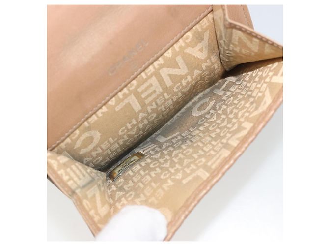 CHANEL Choco Bar line Wallet Leather Beige CC Auth bs36636 - vista 21