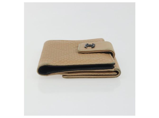 CHANEL Choco Bar line Wallet Leather Beige CC Auth bs36636 - vista 4