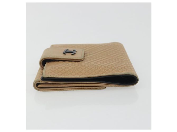 CHANEL Choco Bar line Wallet Leather Beige CC Auth bs36636 - vista 5