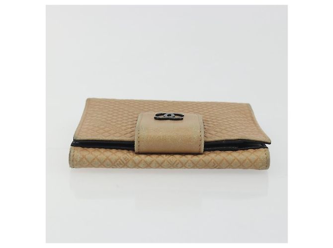 CHANEL Choco Bar line Wallet Leather Beige CC Auth bs36636 - vista 6