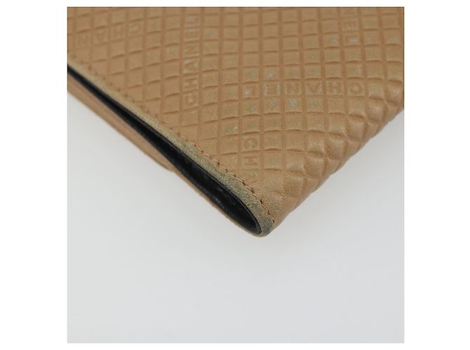CHANEL Choco Bar line Wallet Leather Beige CC Auth bs36636 - vista 9