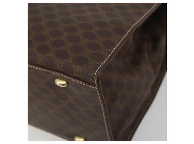Céline Borsa CELINE Macadam Canvas PVC Pelle Marrone Oro Auth 194691 D'oro - vista 10