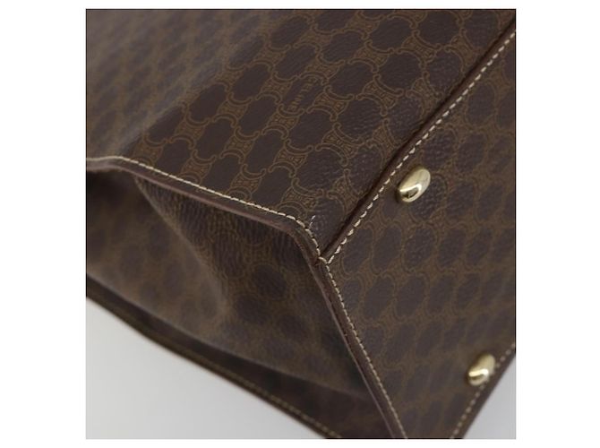 Céline Borsa CELINE Macadam Canvas PVC Pelle Marrone Oro Auth 194691 D'oro - vista 11