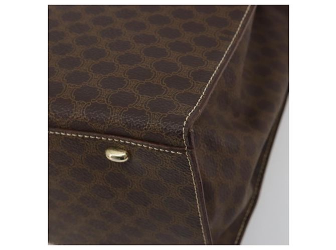 Céline Borsa CELINE Macadam Canvas PVC Pelle Marrone Oro Auth 194691 D'oro - vista 12