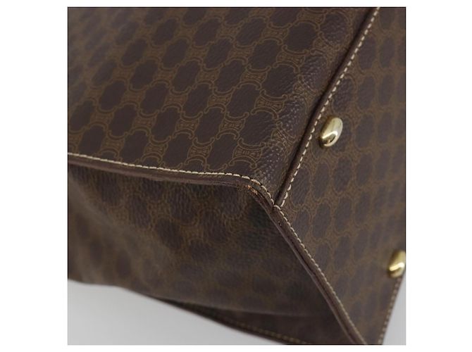 Céline Borsa CELINE Macadam Canvas PVC Pelle Marrone Oro Auth 194691 D'oro - vista 13
