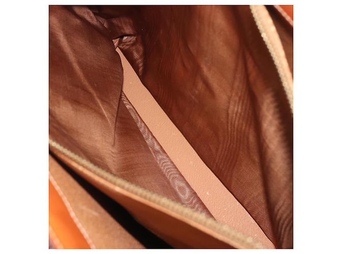Céline Borsa CELINE Macadam Canvas PVC Pelle Marrone Oro Auth 194691 D'oro - vista 19