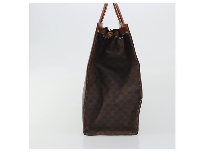 Céline Borsa CELINE Macadam Canvas PVC Pelle Marrone Oro Auth 194691 D'oro - vista 4
