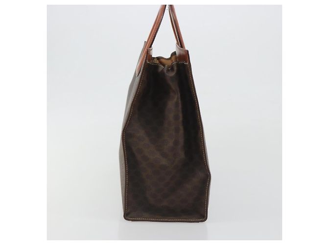Céline Borsa CELINE Macadam Canvas PVC Pelle Marrone Oro Auth 194691 D'oro - vista 5