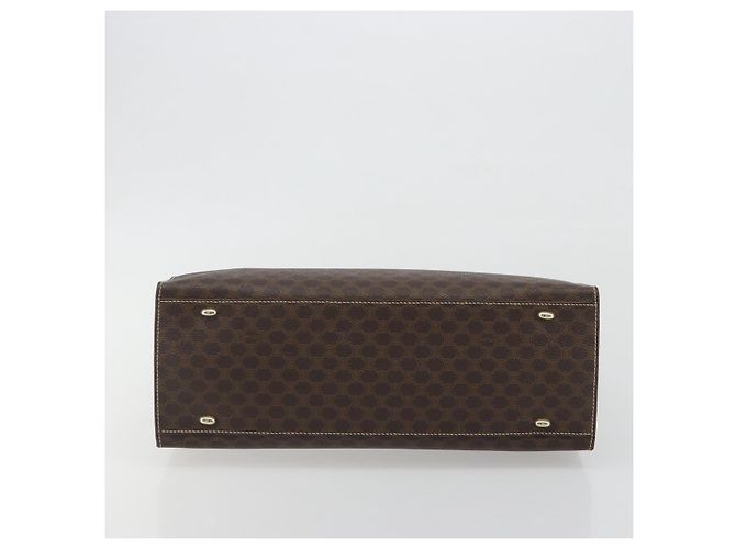 Céline Borsa CELINE Macadam Canvas PVC Pelle Marrone Oro Auth 194691 D'oro - vista 9