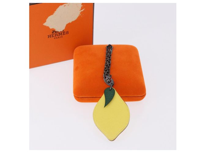 Hermès HERMES Charm Limone in Pelle Gialla Auth BA14245M Giallo - vista 9