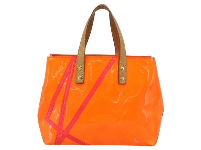 LOUIS VUITTON Monogram Vernis Fluo Reade PM Hand Bag Arancione M91905 Auth 195212 - vista 2