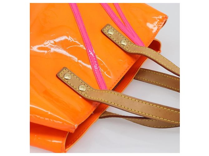 LOUIS VUITTON Monogram Vernis Fluo Reade PM Hand Bag Arancione M91905 Auth 195212 - vista 6