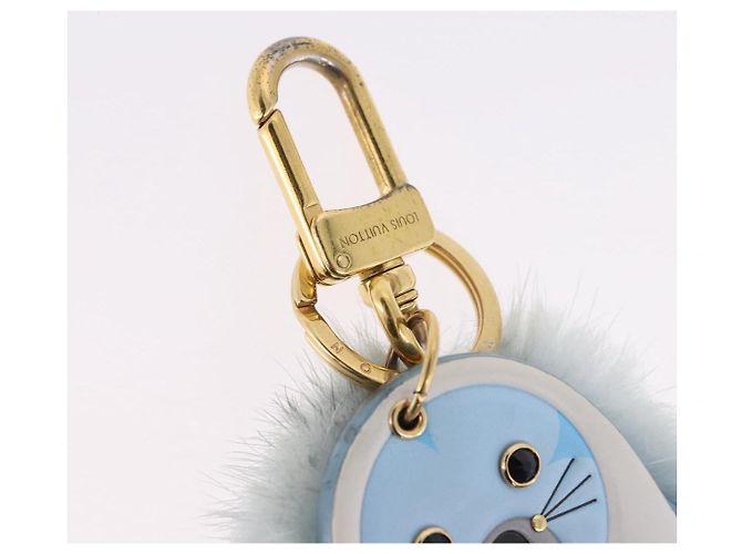 LOUIS VUITTON Portachiavi LV Seal Bag Charm Fur Light Blue M00550 LV Auth 194719M - vista 5