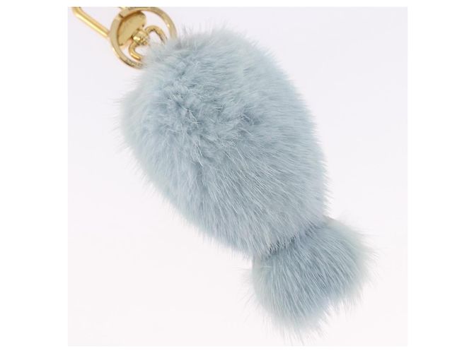 LOUIS VUITTON Portachiavi LV Seal Bag Charm Fur Light Blue M00550 LV Auth 194719M - vista 6