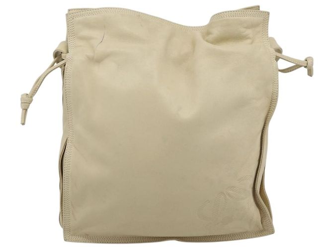LOEWE Anagram Shoulder Bag Leather Ivory Gold Auth bs36600 D'oro Crudo - vista 13