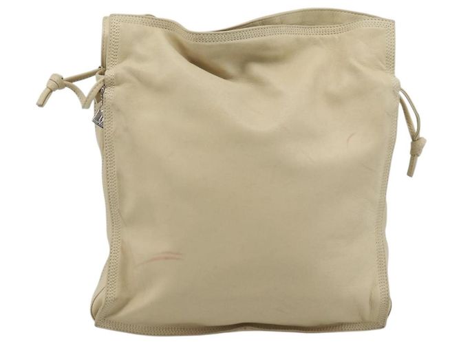 LOEWE Anagram Shoulder Bag Leather Ivory Gold Auth bs36600 D'oro Crudo - vista 2