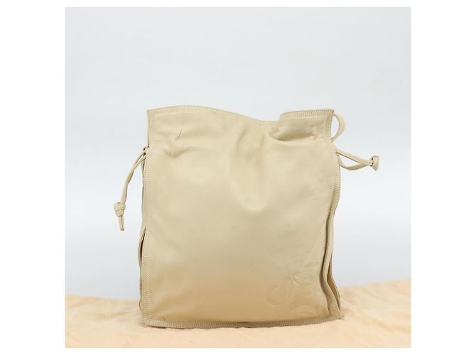LOEWE Anagram Shoulder Bag Leather Ivory Gold Auth bs36600 D'oro Crudo - vista 25