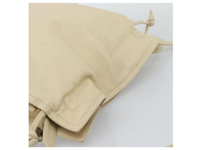 LOEWE Anagram Shoulder Bag Leather Ivory Gold Auth bs36600 D'oro Crudo - vista 6