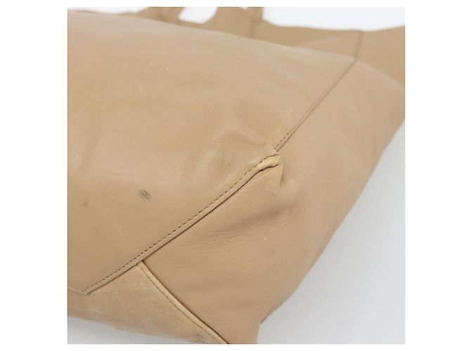Cabas Céline Borsa Tote Verticale CELINE in pelle Beige Gold Auth bs36671 D'oro - vista 10