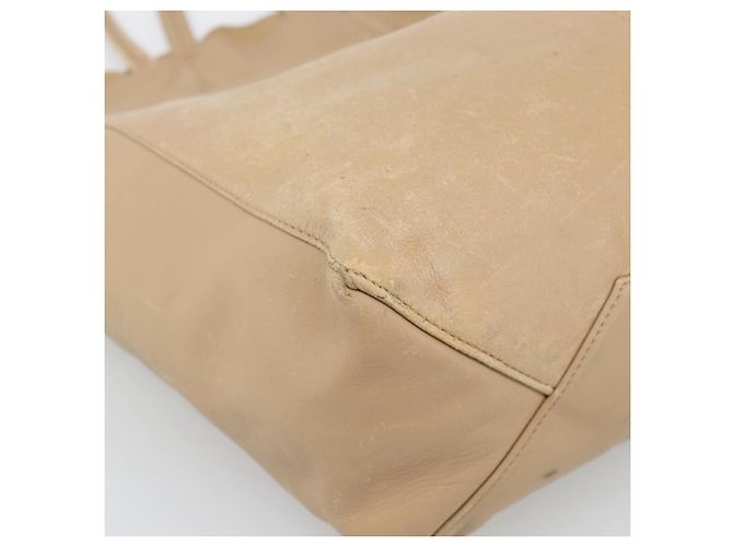 Cabas Céline Borsa Tote Verticale CELINE in pelle Beige Gold Auth bs36671 D'oro - vista 13